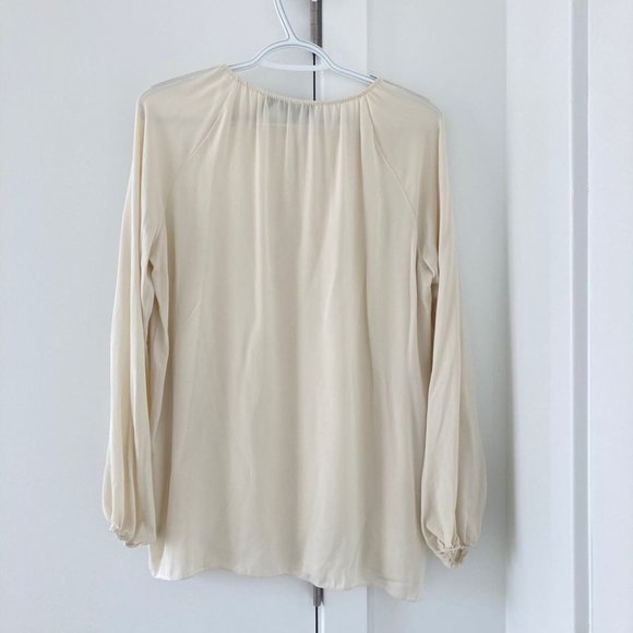 Theory Women Silk Blouse Cream Color Size S - Picture 2 of 5